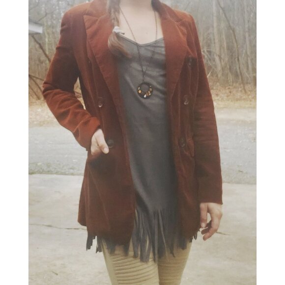 Honey Punch corduroy belted blazer brown amber